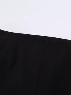 Ensemble deux pièces élégant pour femme tailleur pantalon - Col montant vintage boutons dorés manches cloche - Tenue de soirée de gala printemps 2026
