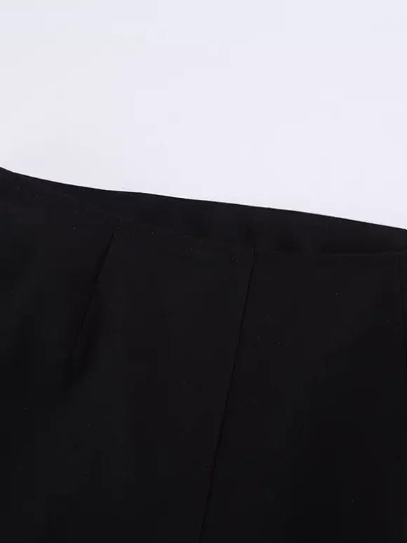 Ensemble deux pièces élégant pour femme tailleur pantalon - Col montant vintage boutons dorés manches cloche - Tenue de soirée de gala printemps 2026
