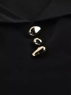 Ensemble deux pièces élégant pour femme tailleur pantalon - Col montant vintage boutons dorés manches cloche - Tenue de soirée de gala printemps 2026