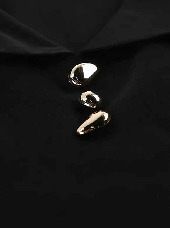 Ensemble deux pièces élégant pour femme tailleur pantalon - Col montant vintage boutons dorés manches cloche - Tenue de soirée de gala printemps 2026