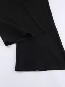 Ensemble deux pièces élégant pour femme tailleur pantalon - Col montant vintage boutons dorés manches cloche - Tenue de soirée de gala printemps 2026