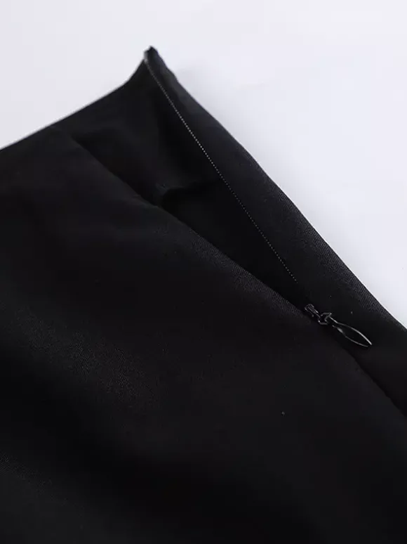 Ensemble deux pièces élégant pour femme tailleur pantalon - Col montant vintage boutons dorés manches cloche - Tenue de soirée de gala printemps 2026