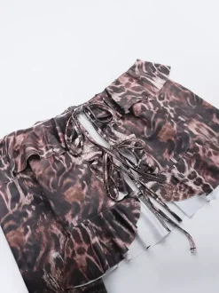 Ensemble deux pièces léopard décontracté imprimé léopard sans bretelles manches longues pantalon