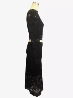 Ensemble deux pièces pour femme : crop top à manches longues en dentelle florale et jupe midi (collection 2026)
