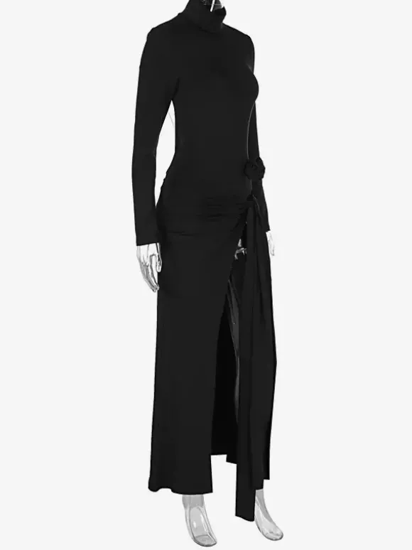 Ensemble deux pièces pour femme haut à col roulé haut et jupe longue fendue tenue printemps 2026