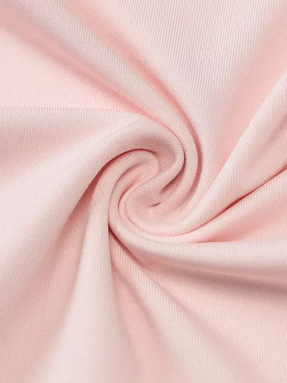 Ensemble deux pièces rose décontracté à volants pour soirée jupe sans manches à col bénitier en polyester