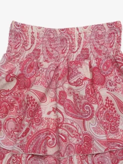 Ensemble deux pièces rose imprimé floral décontracté pour les vacances jupe sans manches