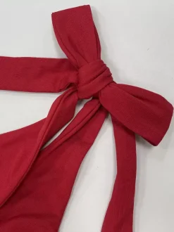 Ensemble deux pièces rouge chic streetwear : jupe plissée sans manches dos nu à bretelles