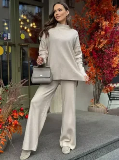 Ensemble de vêtements d'intérieur en tricot de couleur unie pour femmes 2026