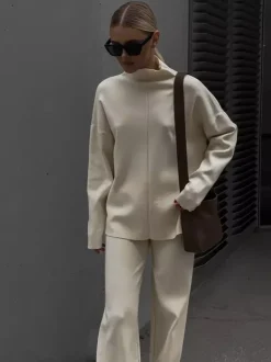 Ensemble de vêtements d'intérieur en tricot de couleur unie pour femmes 2026