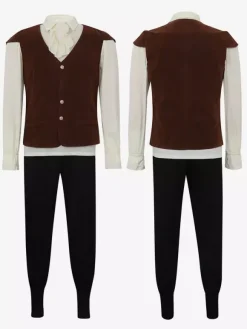 Ensemble gilet vintage marron café pour homme costumes de vacances