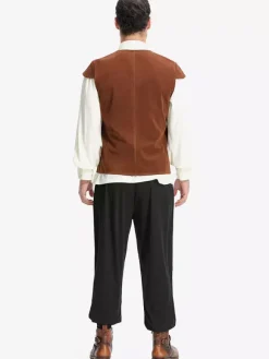 Ensemble gilet vintage marron café pour homme costumes de vacances