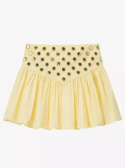 Ensemble jupe 2 pièces jaune élégante à bretelles et col plissé sans manches