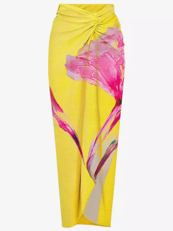 Ensemble maillot de bain deux pièces à imprimé floral pour femme - Monokini 3D à fleurs avec jupe paréo maxi - Collection été 2026