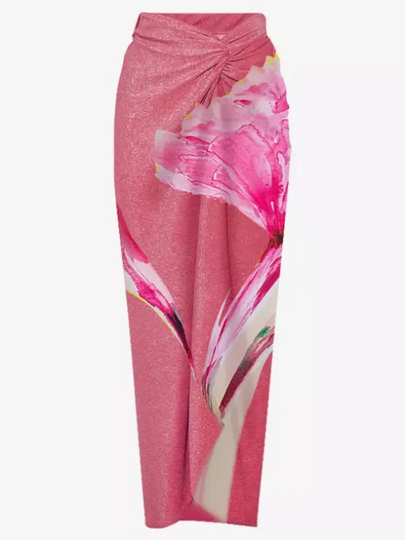 Ensemble maillot de bain deux pièces à imprimé floral pour femme - Monokini 3D à fleurs avec jupe paréo maxi - Collection été 2026