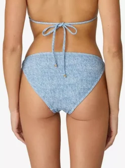Ensemble maillot de bain et paréo bleu sexy à lacets dos nu et décolleté licou