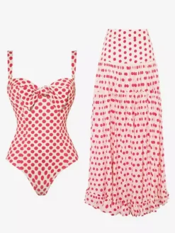 Ensemble maillot de bain une pièce et jupe longue à motif c艙ur pour l'été 2026