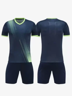Ensemble Maillot De Football Respirant Homme Sport Flocage Personnalisé Vert Noir