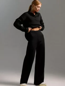 Ensemble Pantalon Manches Longues Noir Style En Route Décontracté