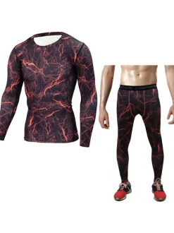 Ensemble 2 pièces de vêtements de sport pour hommes à manches longues et à col bijou tenue de sport vert chasseur