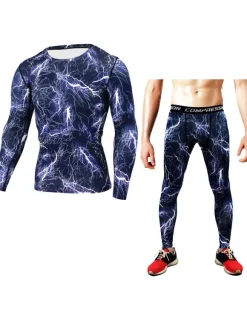 Ensemble 2 pièces de vêtements de sport pour hommes à manches longues et à col bijou  tenue de sport vert chasseur