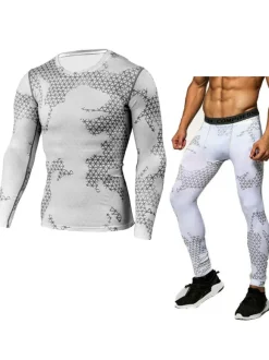 Ensemble 2 pièces de vêtements de sport pour hommes à manches longues et à col bijou  tenue de sport vert chasseur