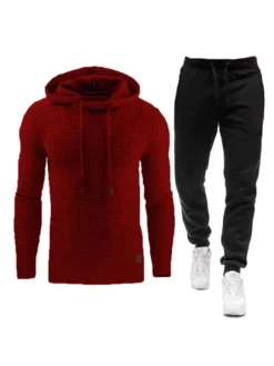 Ensemble 2 pièces de vêtements de sport pour hommes manches longues à capuche gris clair tenue de sport