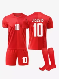 Ensemble 3 pièces maillot domicile rouge à manches courtes du Canada 2026 n° 19 Davies et n° 10 David