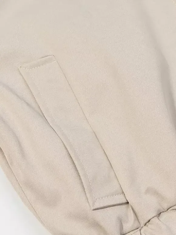 Ensemble 2 pièces : pantalon blanc plissé en polyester col rabattu manches longues.