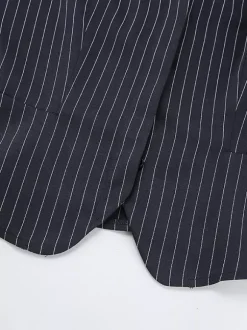 Ensemble robe blazer à fines rayures et tailleur jupe pour femme - Bleu marine chic col foulard coupe ajustée - Collection printemps 2026