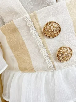 Ensemble robe Lolita Ouji Prince blanche à volants et dentelle manches longues