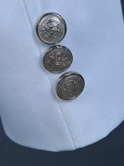 Ensemble rétro blanc vintage en polyester à volants et blocs de couleurs à manches longues pour homme