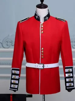 Ensemble rétro rouge pour hommes élégant manches longues costume machaon Performance vêtements de danse