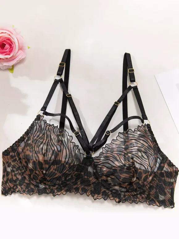 Ensembles 4 pièces de lingerie en dentelle : soutien-gorge et culotte noirs à lacets ajustables