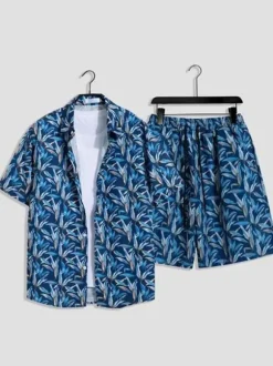 Ensembles pour hommes tenue Vacances Décontracté à manches courtes blanc