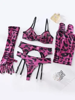 Ensembles soutien-gorge et culotte en polyester rose découpé bloc de couleur pure lingerie chic pour adulte