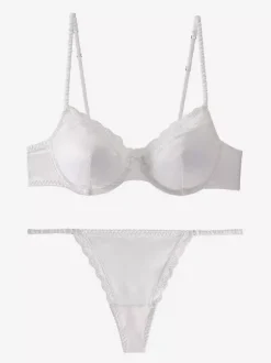 Ensembles soutien-gorge et culotte deux pièces en dentelle couleur chair pour mariée
