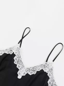 Ensembles de pyjamas en dentelle noire lingerie d'intérieur ensembles 2 pièces