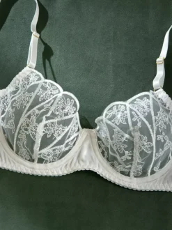 Ensemble soutien-gorge et culotte blancs en dentelle deux pièces pour la mariée