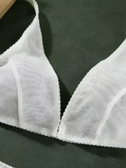 Ensemble soutien-gorge et culotte 2 pièces en lingerie noire transparente à bretelles réglables