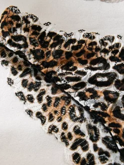 Ensemble soutien-gorge et culotte en dentelle marron imprimé léopard deux pièces