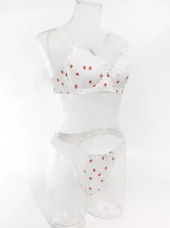 Ensembles 2 pièces de lingerie de mariée en dentelle à motif de fruits : soutien-gorge et culotte blancs