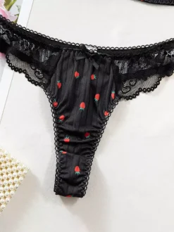 Ensembles 2 pièces de lingerie de mariée en dentelle à motif de fruits : soutien-gorge et culotte blancs