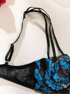 Ensembles 3 pièces de lingerie de mariée : soutien-gorge et culotte blancs transparents à imprimé floral