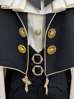 Ensembles robe Ouji Lolita gothique noire classique à volants chemise à manches longues croisées manteau et pantalon