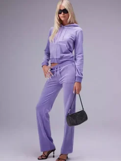 Ensemble survêtement en velours avec sweat à capuche zippé et pantalon pour femme 2026