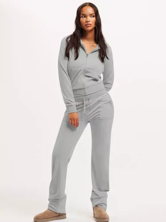Ensemble survêtement en velours avec sweat à capuche zippé et pantalon pour femme 2026