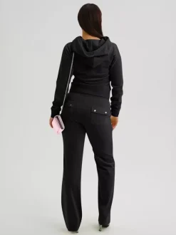 Ensemble survêtement en velours avec sweat à capuche zippé et pantalon pour femme 2026