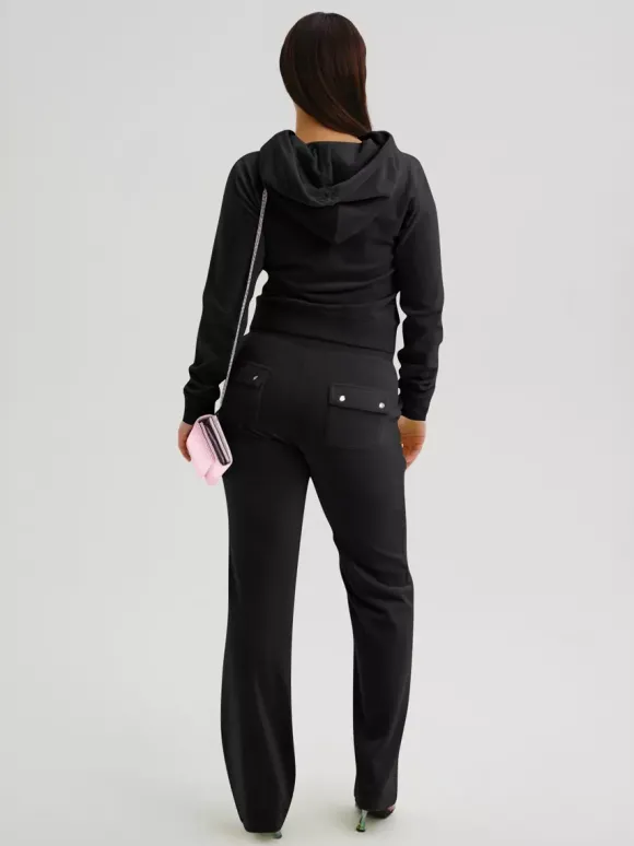 Ensemble survêtement en velours avec sweat à capuche zippé et pantalon pour femme 2026