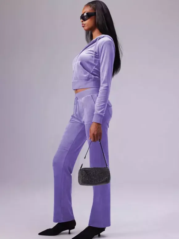Ensemble survêtement en velours avec sweat à capuche zippé et pantalon pour femme 2026